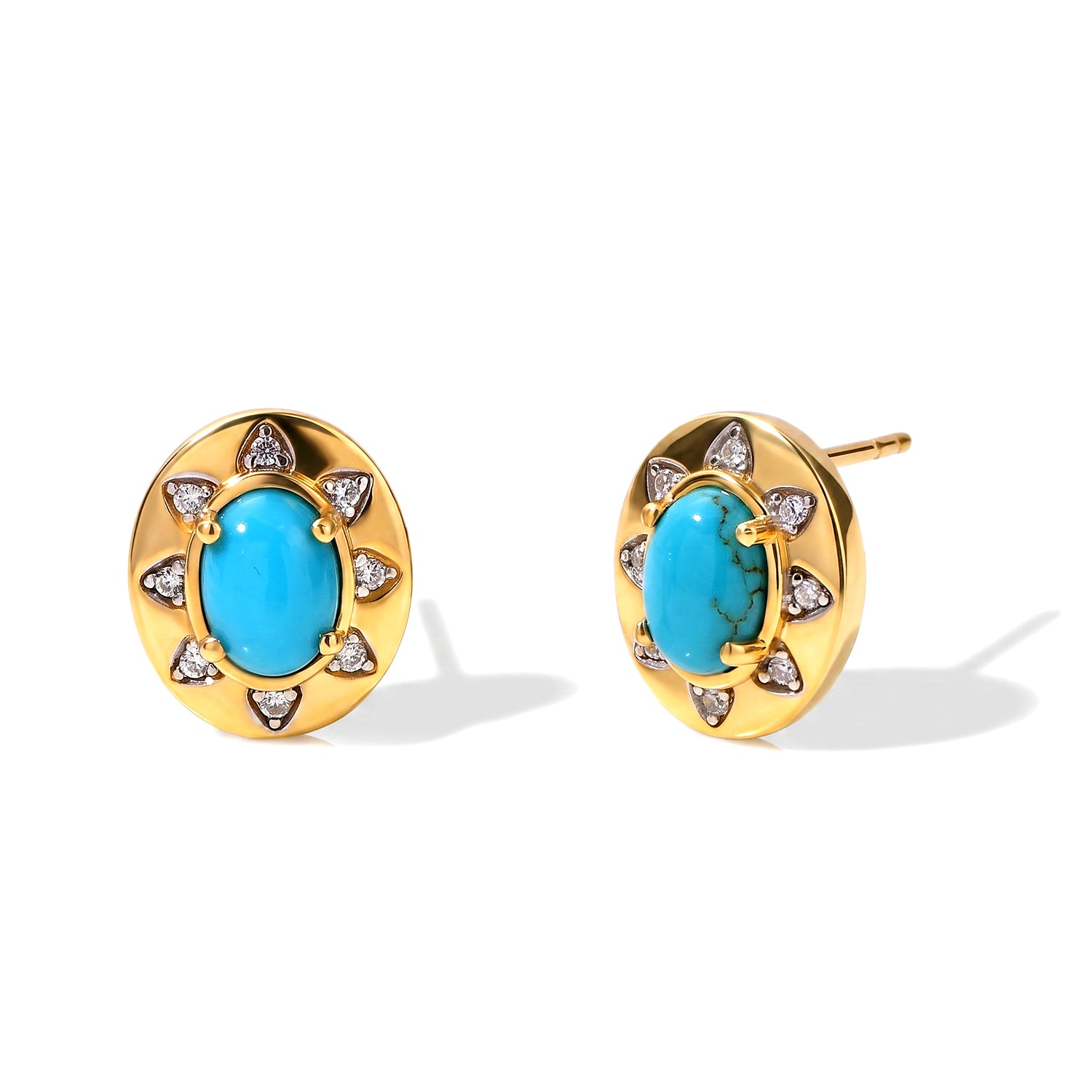D'Joy Blue Turquoise, White Zircon Main Stone With Side Stone Earring Sterling Silver  1.546  Ct. 8698196 0