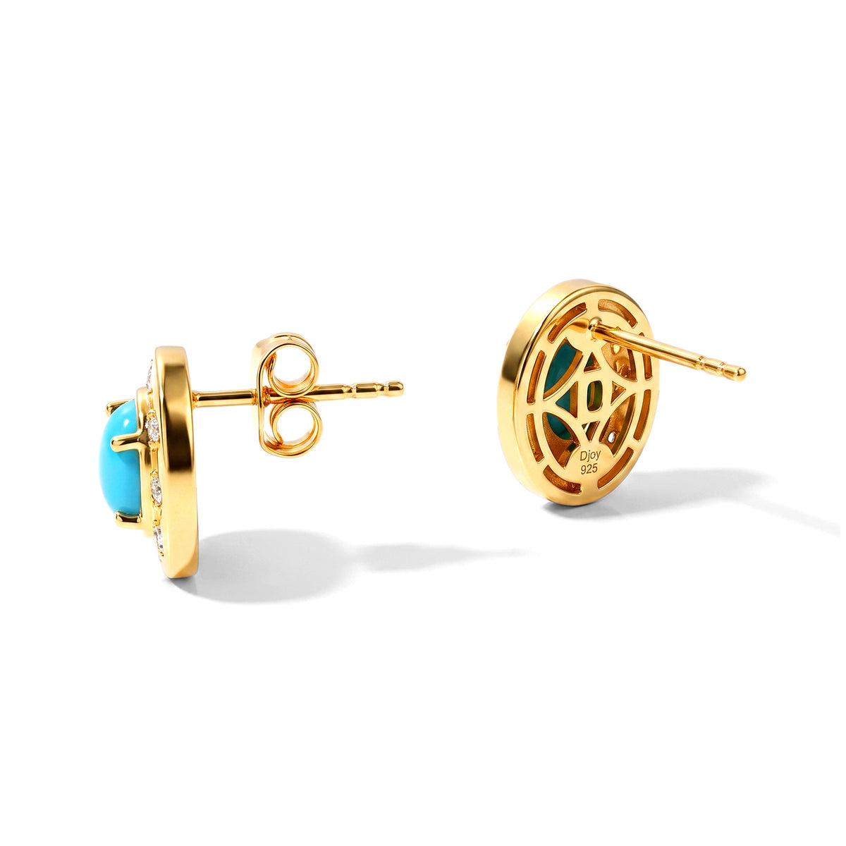 D'Joy Blue Turquoise, White Zircon Main Stone With Side Stone Earring Sterling Silver  1.546  Ct. 8698196 3