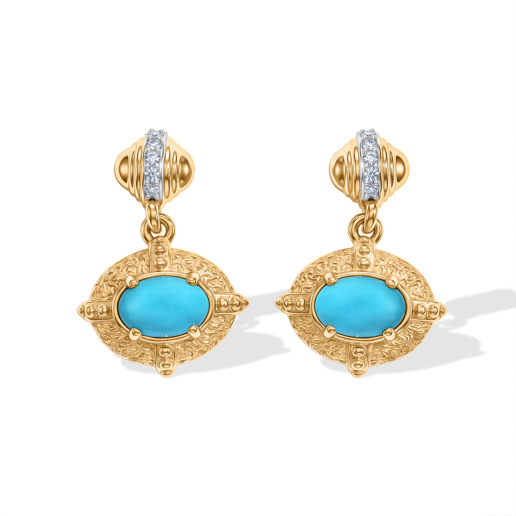 D'Joy Blue Turquoise, White Zircon Dangling Earring Sterling Silver  0.924  Ct._8698198