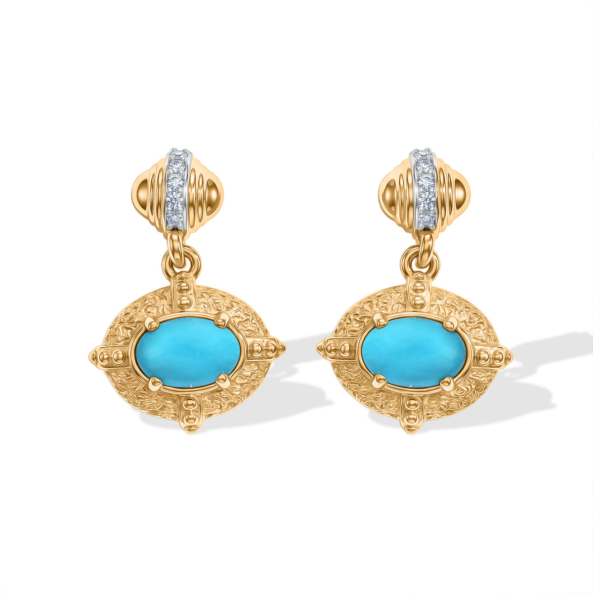 D'Joy Blue Turquoise, White Zircon Dangling Earring Sterling Silver  0.924  Ct. 8698198 0