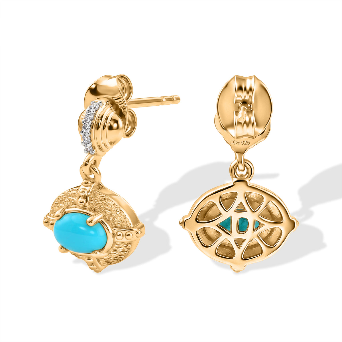 D'Joy Blue Turquoise, White Zircon Dangling Earring Sterling Silver  0.924  Ct. 8698198 3