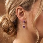 D'Joy - Rose De France Amethyst & White Zircon Dangling Earring with Push Post in Rose Gold Plated Sterling Silver 3.40 Ct._8698279_2