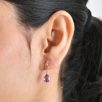 D'Joy - Rose De France Amethyst Dangling Earring with Push Post in Rose Gold Plated Sterling Silver 1.95 Ct._8698280_1