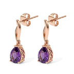 D'Joy - Rose De France Amethyst Dangling Earring with Push Post in Rose Gold Plated Sterling Silver 1.95 Ct._8698280_3