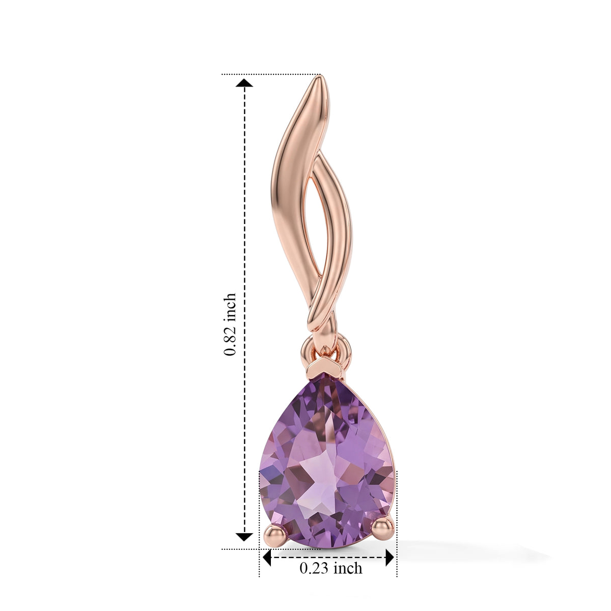 D'Joy - Rose De France Amethyst Dangling Earring with Push Post in Rose Gold Plated Sterling Silver 1.95 Ct. 8698280 5