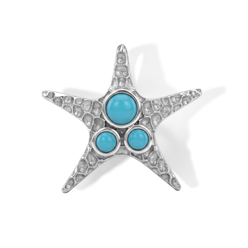 GP - Sleeping Beauty Turquoise & Blue Sapphire Pendant in Rhodium Overlay Sterling Silver_8698283