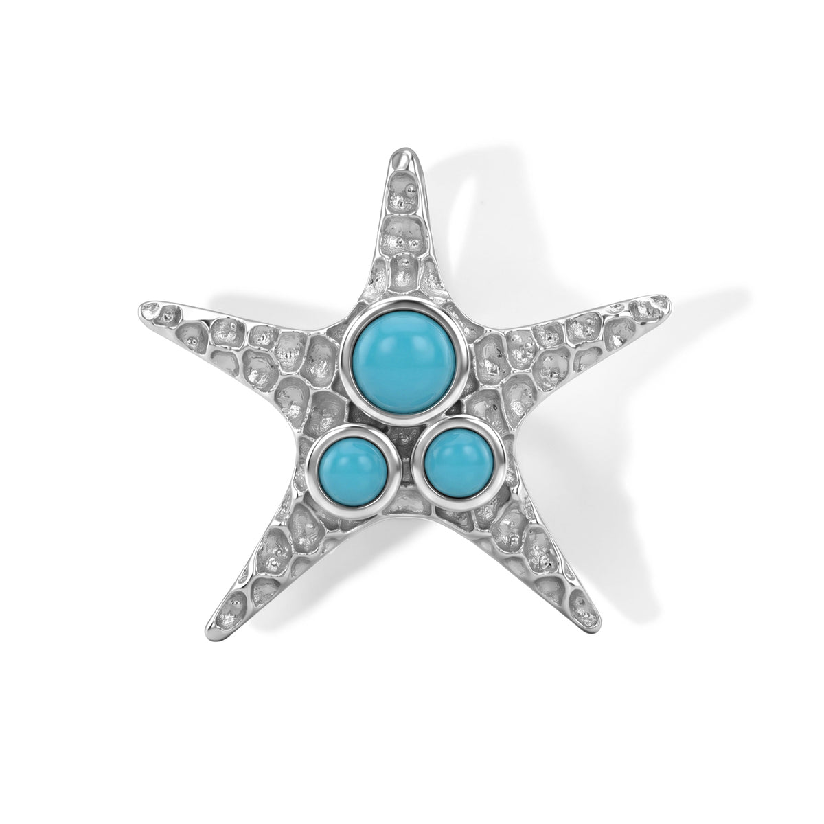 GP Capri Sealife Collection - Sleeping Beauty Turquoise &amp; Blue Sapphire Starfish Pendant in Rhodium Overlay Sterling Silver V32605142 0