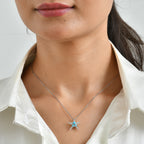 GP - Sleeping Beauty Turquoise & Blue Sapphire Pendant in Rhodium Overlay Sterling Silver_8698283_1