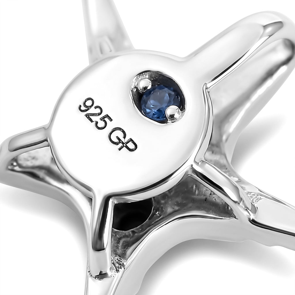 GP - Sleeping Beauty Turquoise & Blue Sapphire Pendant in Rhodium Overlay Sterling Silver_8698283_4