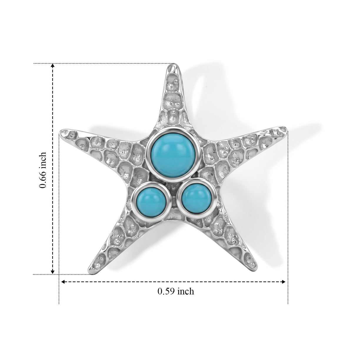 GP Capri Sealife Collection - Sleeping Beauty Turquoise &amp; Blue Sapphire Starfish Pendant in Rhodium Overlay Sterling Silver V32605142 6