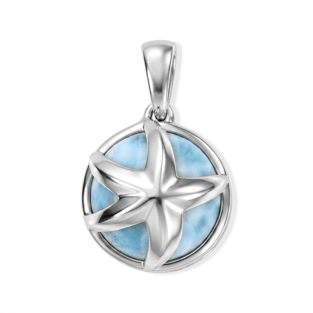 GP - Larimar & Blue Sapphire Pendant in Rhodium Overlay Sterling Silver 5.80 Ct._8698460
