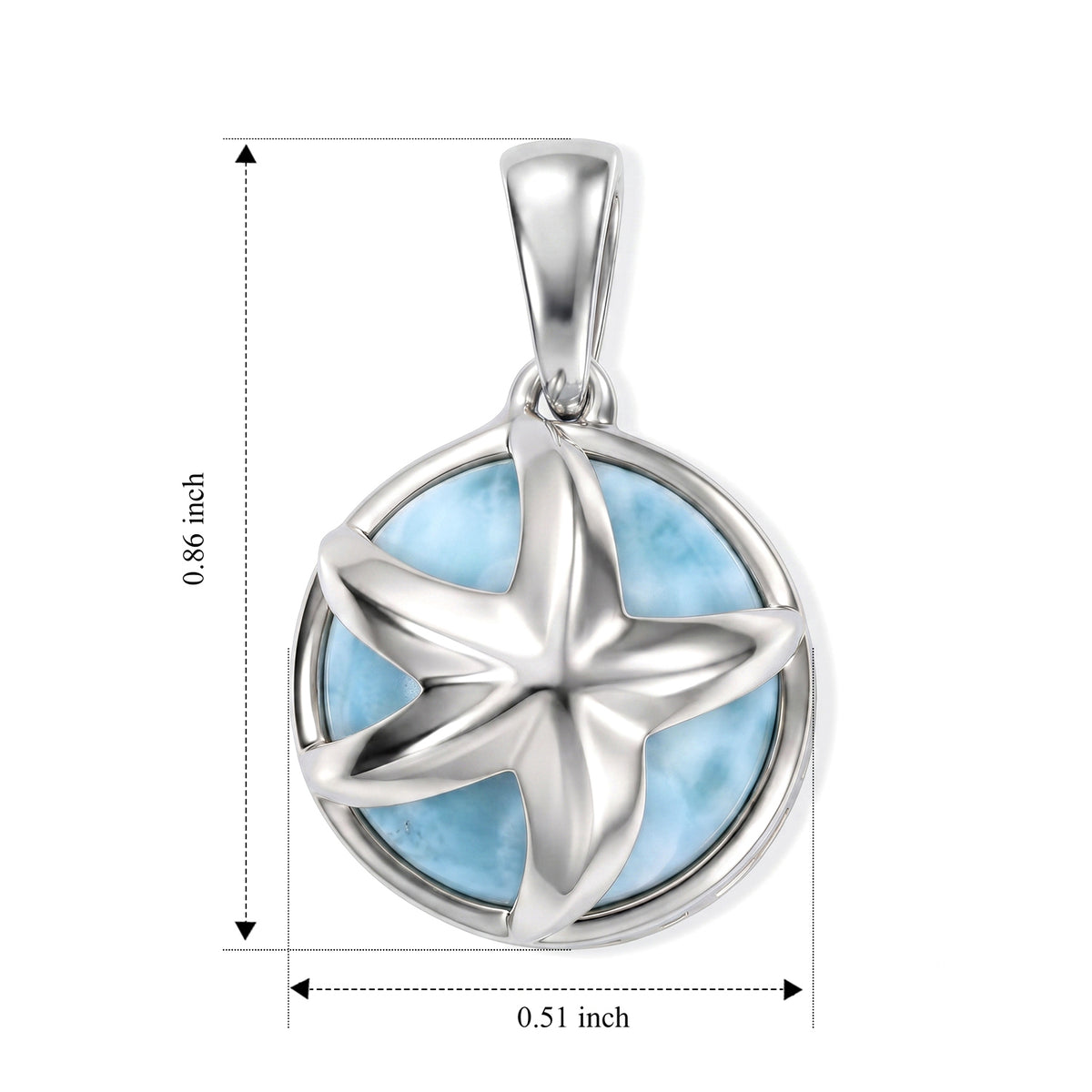 Live From Vicenza GP Capri Sealife Collection - Larimar &amp; Blue Sapphire Starfish Pendant in Rhodium Overlay Sterling Silver 5.80 Ct. 8698460 6