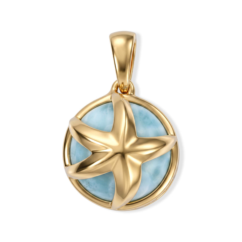 GP - Larimar & Blue Sapphire Pendant in 18K Vermeil Yellow Gold Plated Sterling Silver 5.80 Ct._8698461
