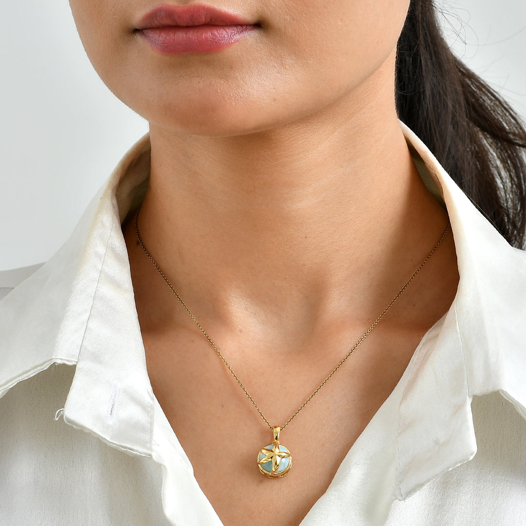 GP - Larimar & Blue Sapphire Pendant in 18K Vermeil Yellow Gold Plated Sterling Silver 5.80 Ct._8698461_1