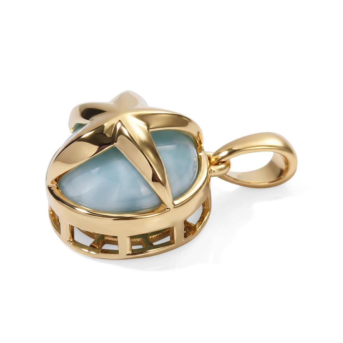 Live From Vicenza GP Capri Sealife Collection - Larimar &amp; Blue Sapphire Starfish Pendant in 18K Vermeil Yellow Gold Plated Sterling Silver 5.80 Ct. 8698461 4