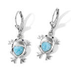 GP - Larimar & Blue Sapphire Living Creature Earring with Lever Back in Rhodium Overlay Sterling Silver 2.35 Ct._8698462