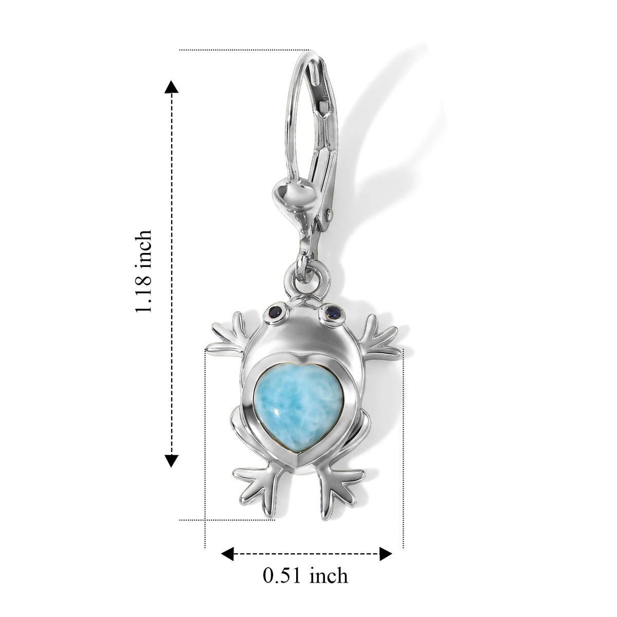 GP Capri Sealife Larimar Collection - Larimar &amp; Blue Sapphire Living Creature Frog Earring with Lever Back in Rhodium Overlay Sterling Silver 2.35 Ct. 8698462 7