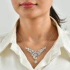 D'Joy - Ethiopian Opal & Multi Gemstones Cluster Necklace (Size - 20) in Rhodium Overlay Sterling Silver 3.00 Ct, Silver Wt. 15.00 Gms_8698533_1