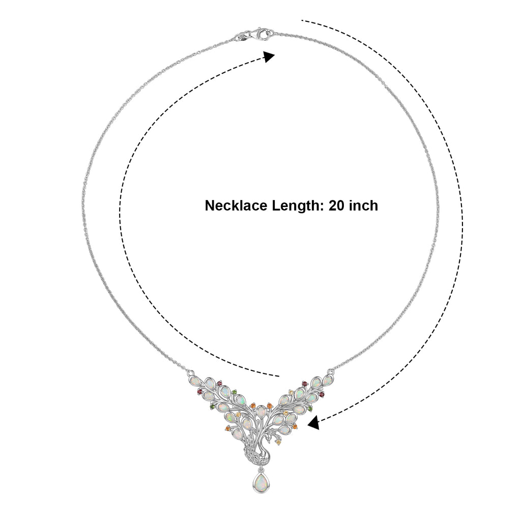 D'Joy - Ethiopian Opal & Multi Gemstones Cluster Necklace (Size - 20) in Rhodium Overlay Sterling Silver 3.00 Ct, Silver Wt. 15.00 Gms_8698533_3