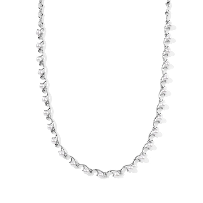 Lucy Q Fresh Water Pearl Fancy Necklace (Size - 20) in Rhodium OverlaySterling Silver, Silver Wt.14 Gms  10.400  Ct. 8698742 1