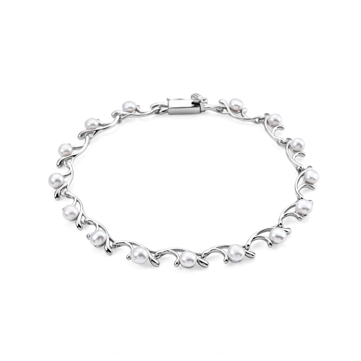 Lucy Q - Fresh Water Pearl Link Bracelet (Size - 7.5) in Rhodium Overlay Sterling Silver 8698743 0