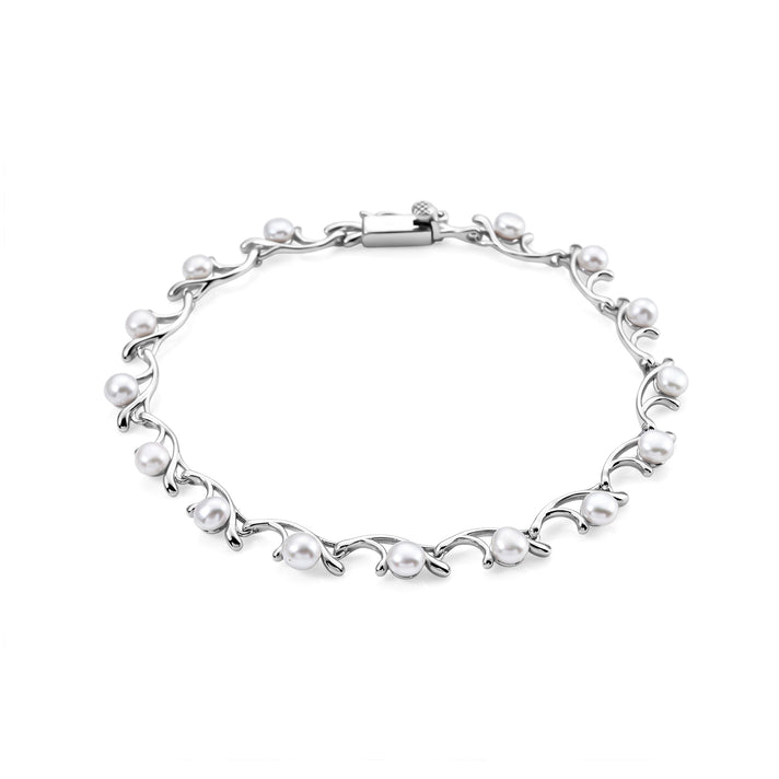 Lucy Q - Fresh Water Pearl Link Bracelet (Size - 7.5) in Rhodium Overlay Sterling Silver 8698743 1