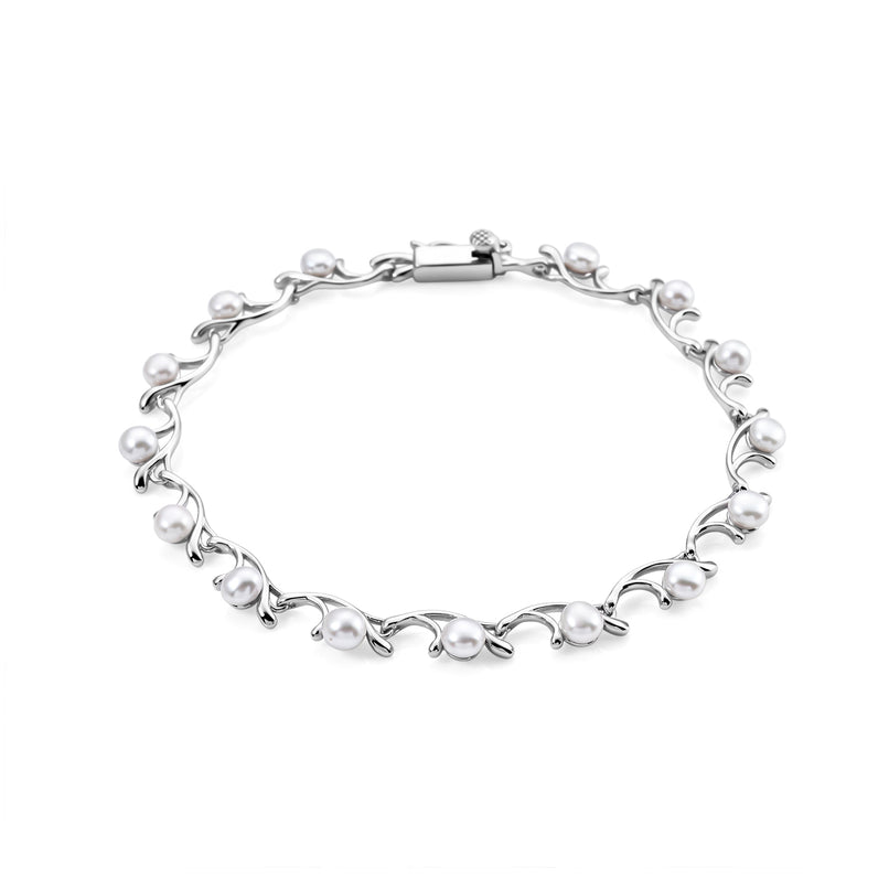 Lucy Q Fresh Water Pearl Fancy Bracelet (Size - 7.5) in Rhodium OverlaySterling Silver, Silver Wt.6.8 Gms  6.000  Ct._8698743