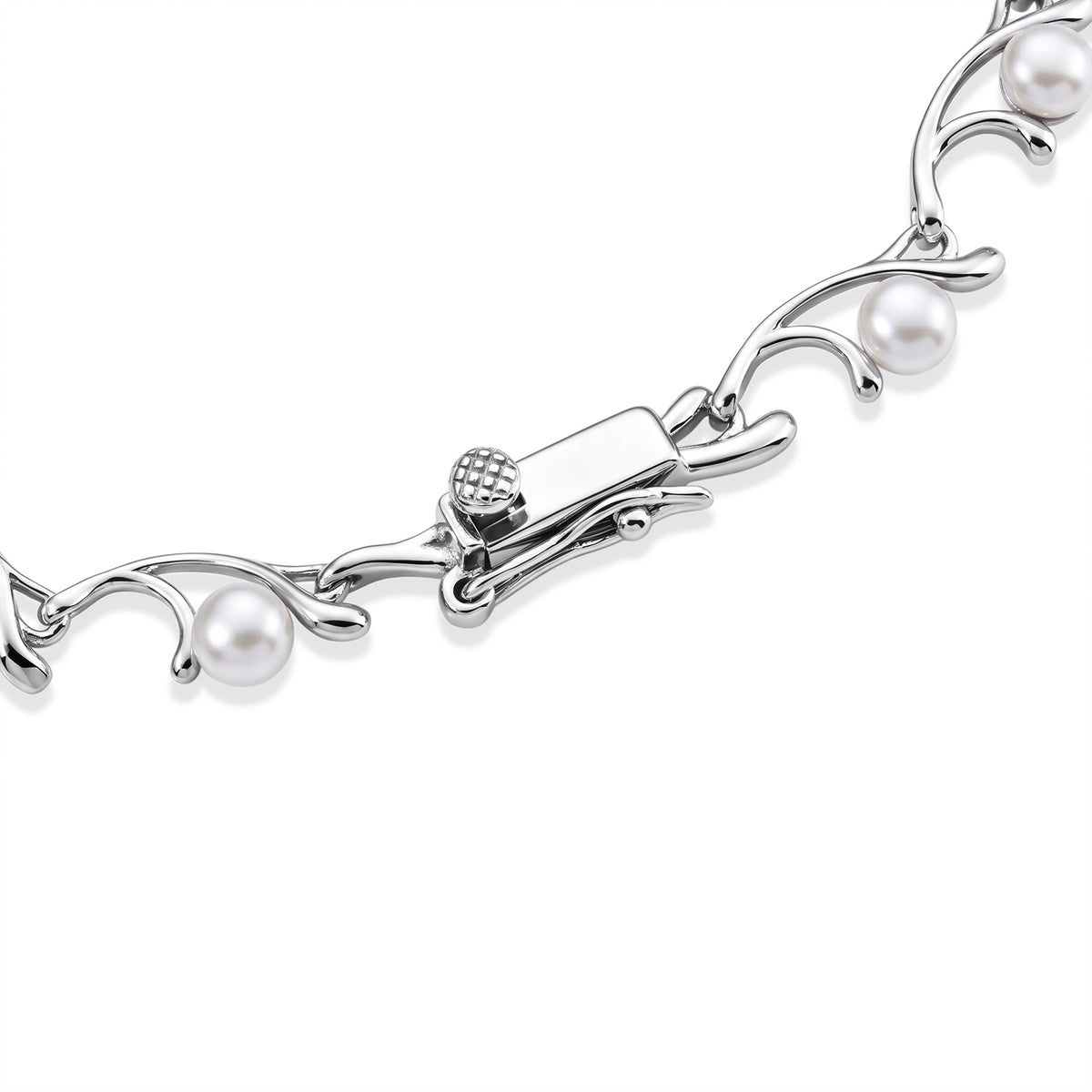 Lucy Q - Fresh Water Pearl Link Bracelet (Size - 7.5) in Rhodium Overlay Sterling Silver 8698743 3