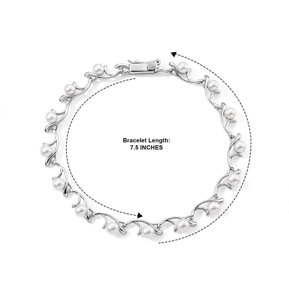 Lucy Q - Fresh Water Pearl Link Bracelet (Size - 7.5) in Rhodium Overlay Sterling Silver 8698743 4