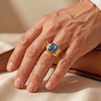 EverTrue Labradorite, White Zircon Mens Ring Pure Yellow Brass  3.648  Ct._8698857_1