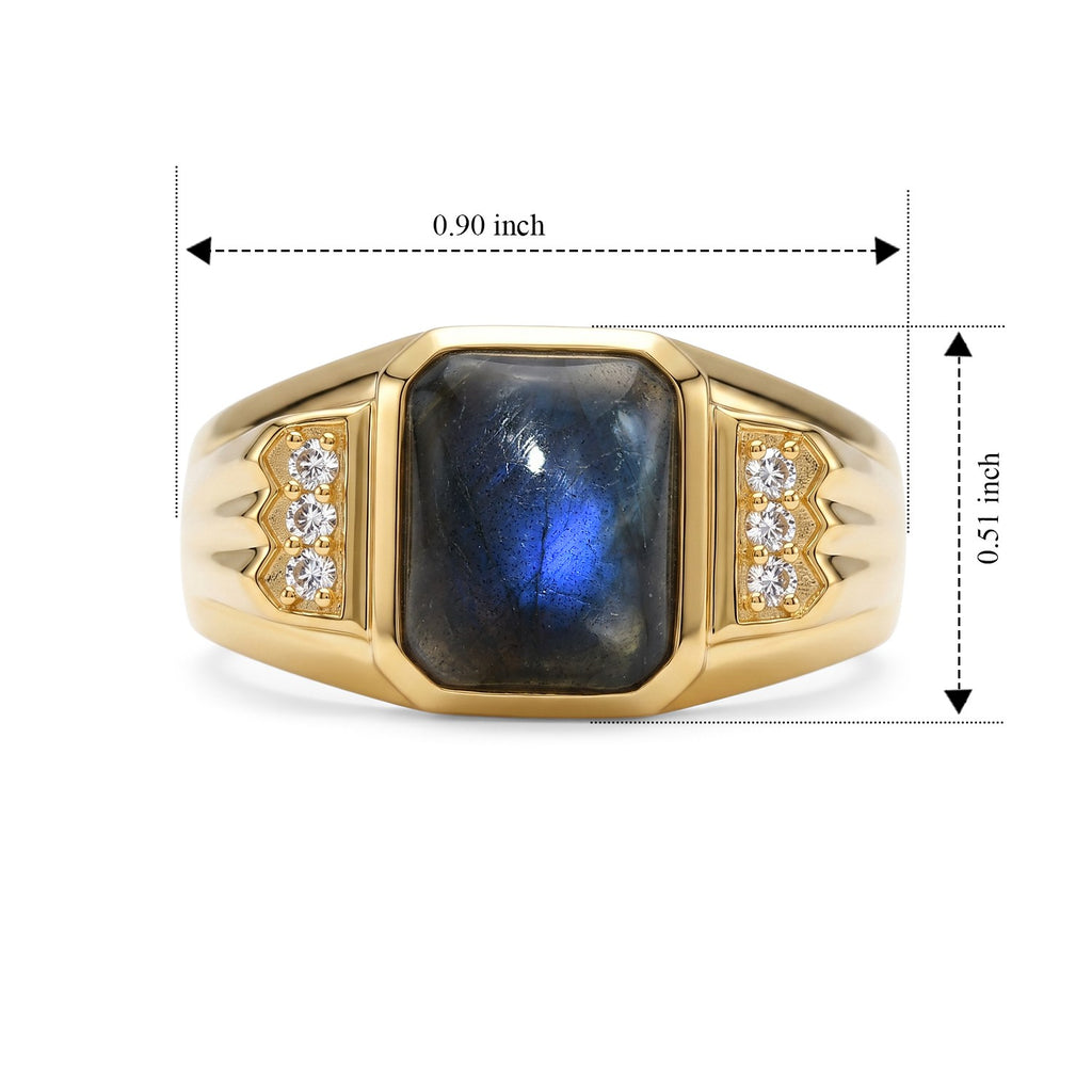 EverTrue Labradorite, White Zircon Mens Ring Pure Yellow Brass  3.648  Ct._8698857_5