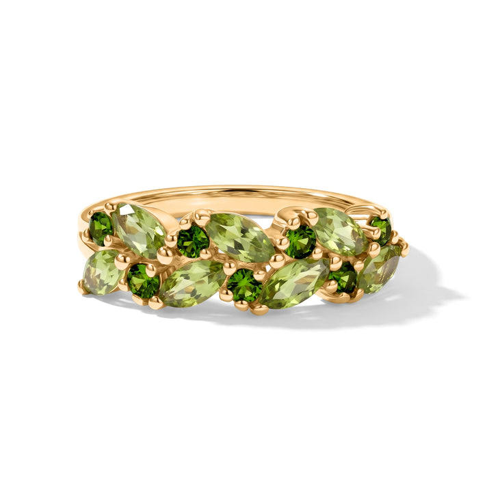 D'Joy - Peridot &amp; Natural Chrome Diopside Leaf Band Ring in 18K Vermeil Yellow Gold Plated Sterling Silver 1.40 Ct. 8698958 1