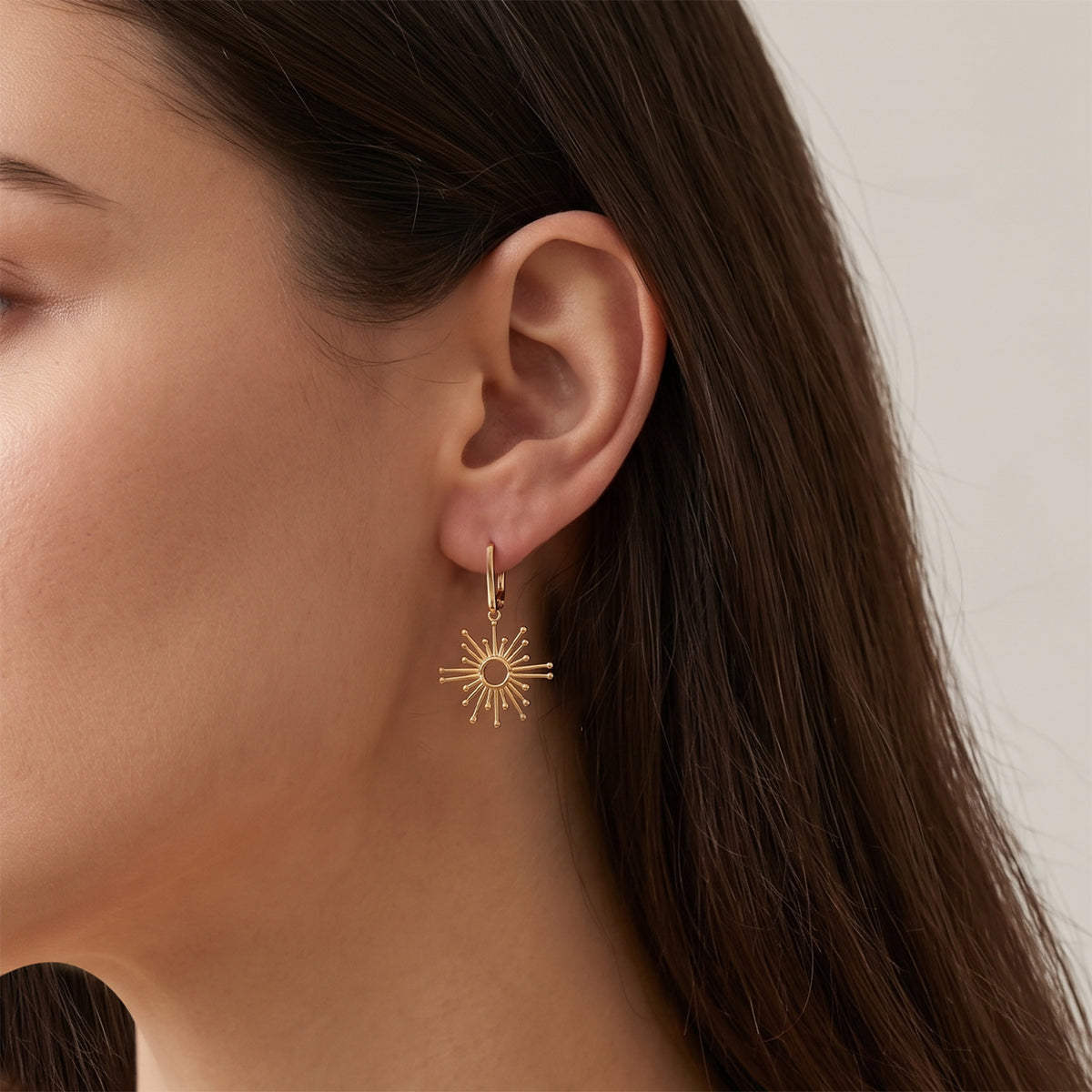 Lucy Q - Sunburst Earring with Hoop in Yellow Gold Plated Sterling Silver 8699190 2