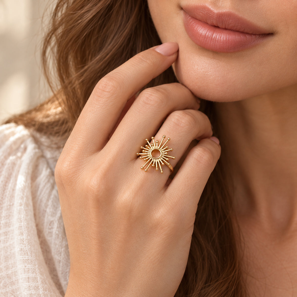 Lucy Q - Sunburst Ring in Yellow Gold Plated Sterling Silver 8699191 2