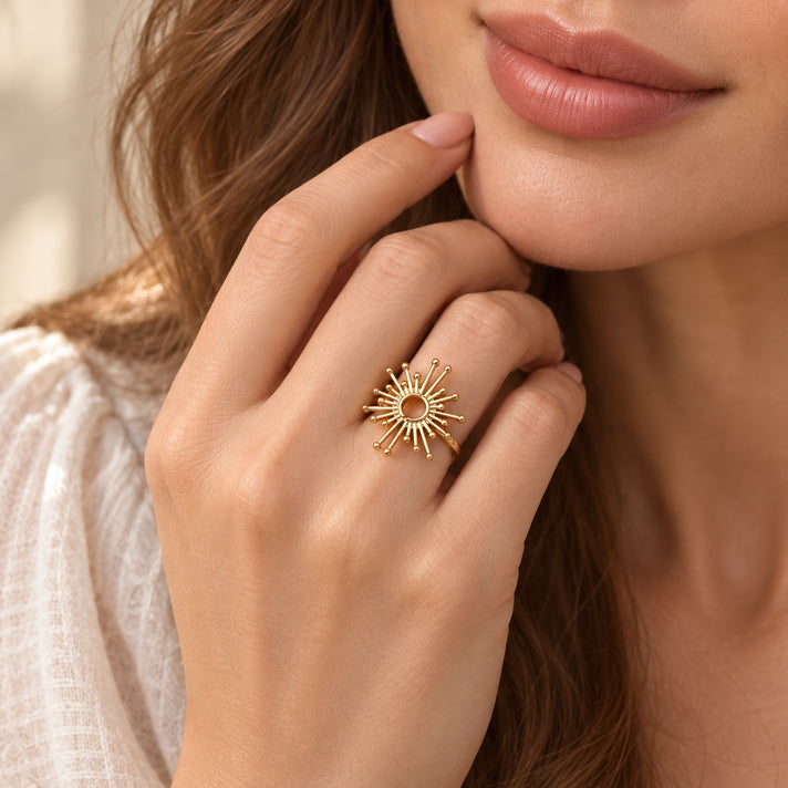 Lucy Q - Sunburst Ring in Yellow Gold Plated Sterling Silver 8699191 2
