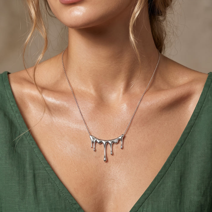 Lucy Q Lab Grown Diamond Fancy Necklace (Size - 18) in Rhodium OverlaySterling Silver, Silver Wt.8.5 Gms  0.250  Ct. 8699210 2