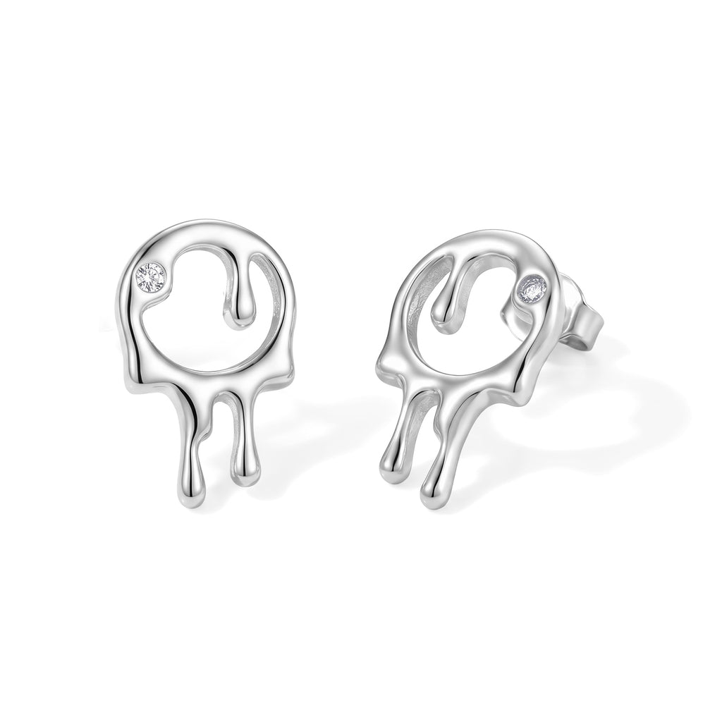 Lucy Q - Lab Grown Diamond Drip Earring with Push Back in Rhodium ...