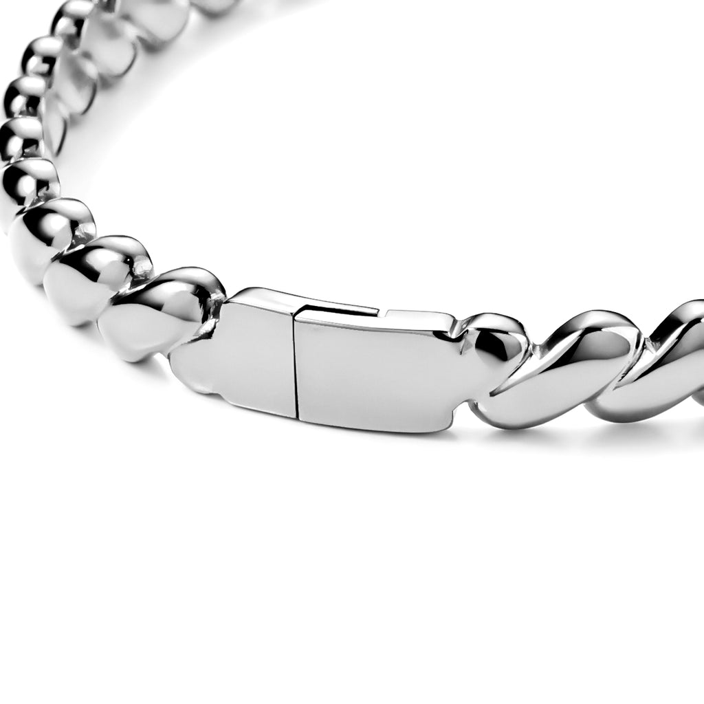 Twisted Link Bangle (Size - 7.25) in White Tone_8699315_2