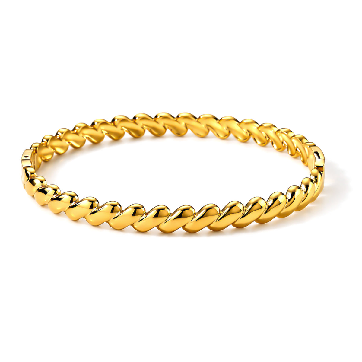 Twisted Link Bangle (Size - 7.25) in Yellow Gold Tone V32577287 0