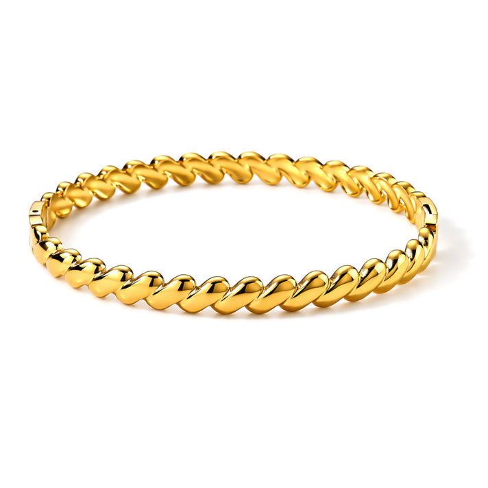 Twisted Link Bangle (Size - 7.25) in Yellow Gold Tone V32630089 1