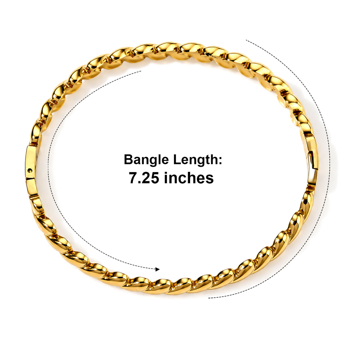 Twisted Link Bangle (Size - 7.25) in Yellow Gold Tone V32577287 4
