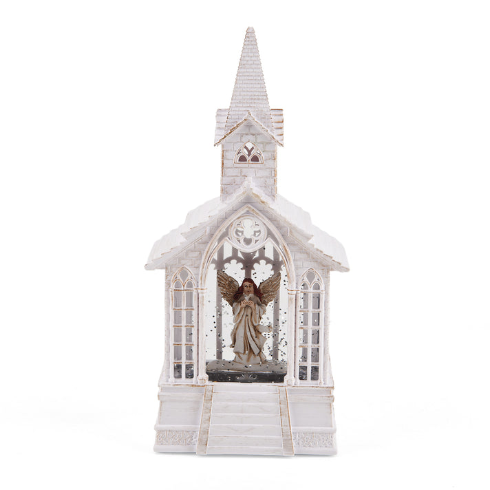 Christmas Church Modelling Water Lamp LED Musical Lantern with Angel (11 x 7.8 x 23cm) - White 8699788 1