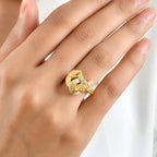 GP - Natural White Diamond & Blue Sapphire Ring in 18K Vermeil Yellow Gold Plated Sterling Silver 0.25 Ct._8699810_2