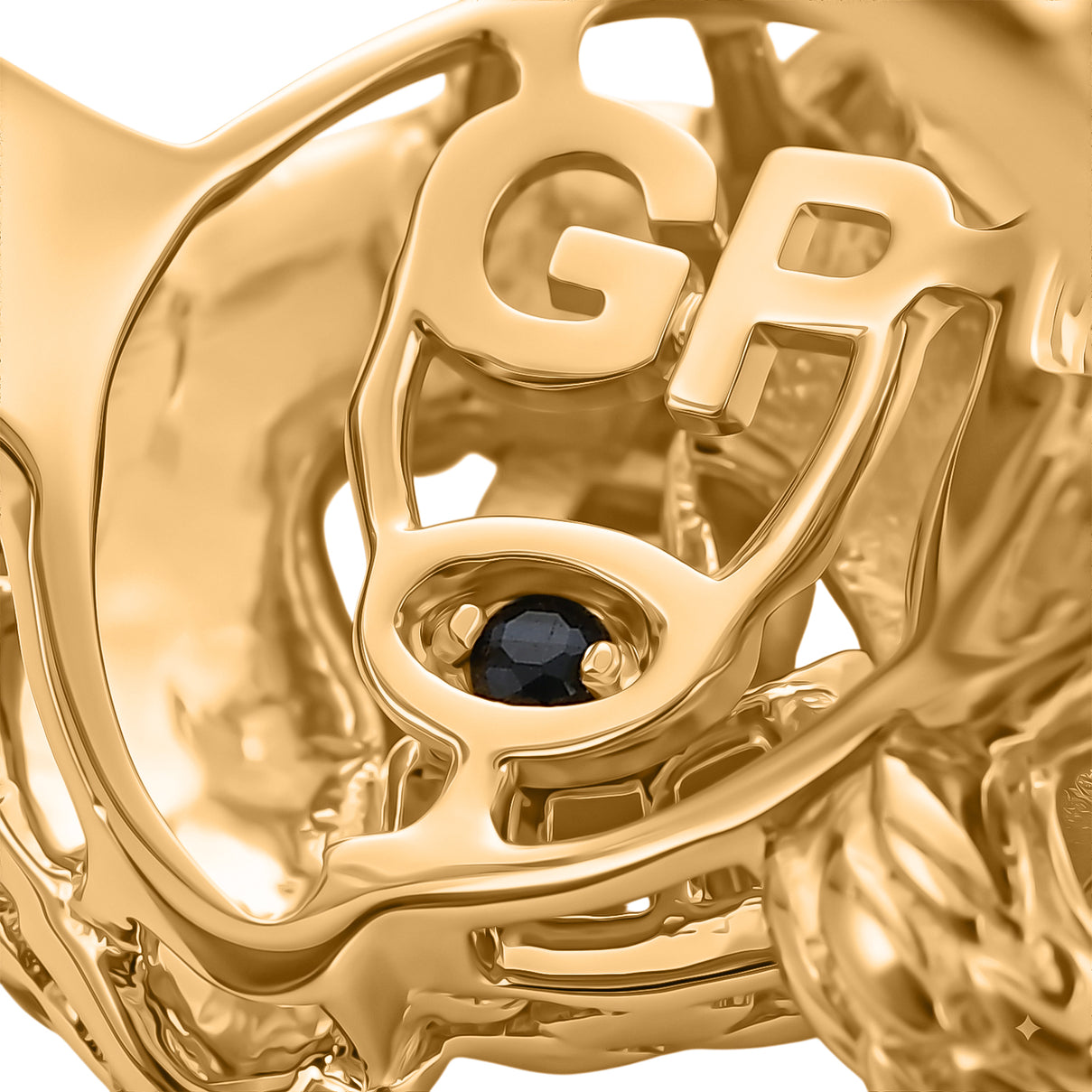 GP - Natural White Diamond &amp; Blue Sapphire Ring in 18K Vermeil Yellow Gold Plated Sterling Silver 0.25 Ct. 8699811 6