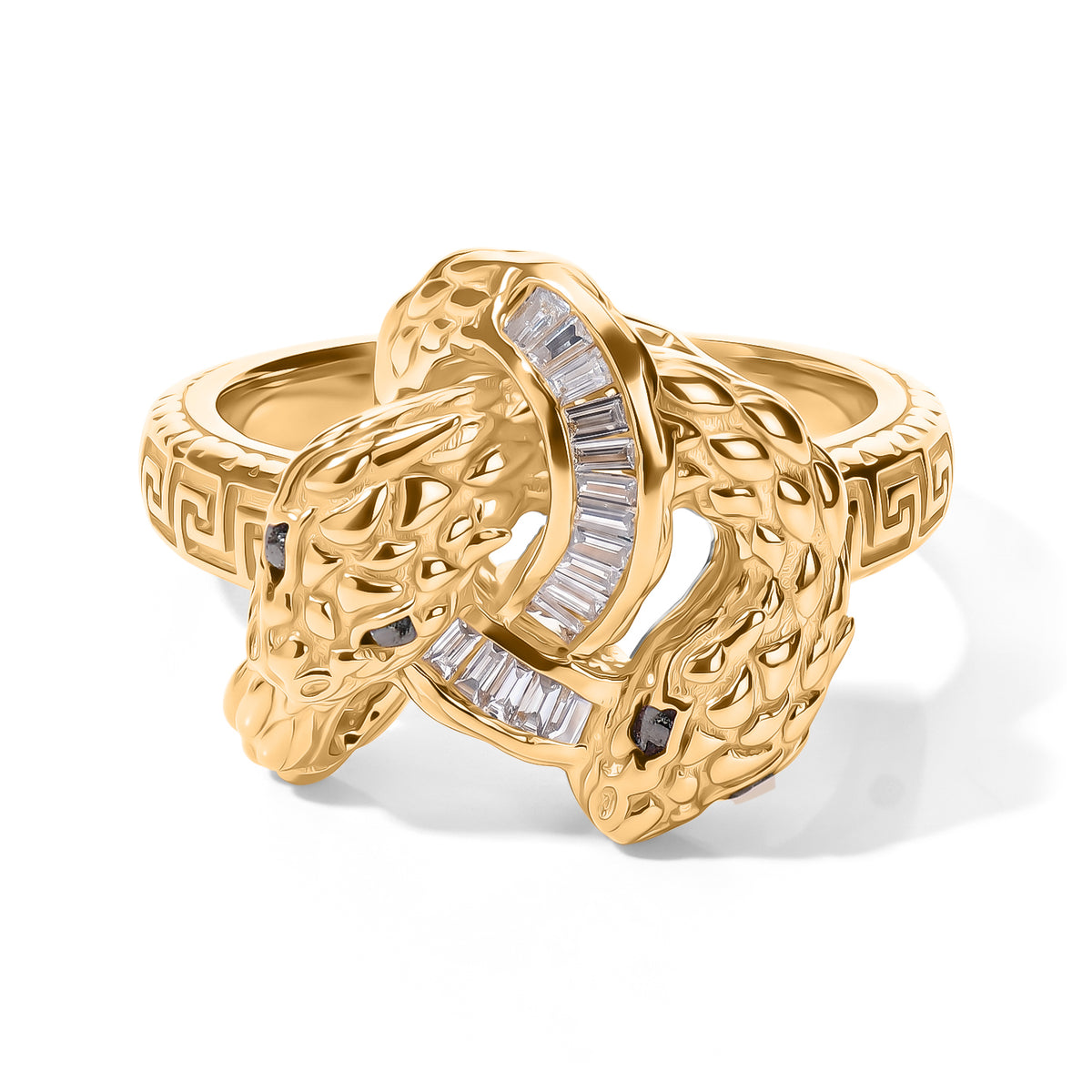 GP - Natural White Diamond &amp; Blue Sapphire Ring in 18K Vermeil Yellow Gold Plated Sterling Silver 0.25 Ct. 8699813 0