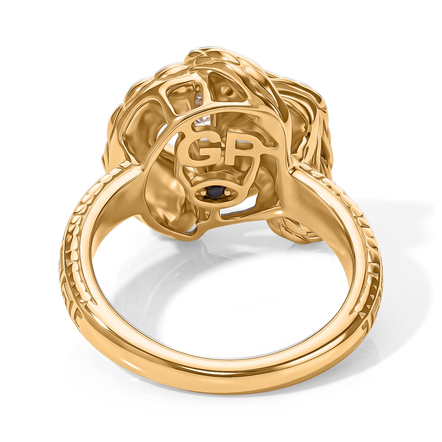 GP - Natural White Diamond &amp; Blue Sapphire Ring in 18K Vermeil Yellow Gold Plated Sterling Silver 0.25 Ct. 8699813 4