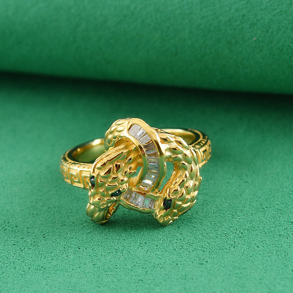 GP - Natural White Diamond & Blue Sapphire Ring in 18K Vermeil Yellow Gold Plated Sterling Silver 0.25 Ct._8699814_1