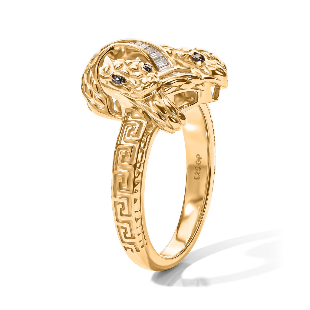 GP - Natural White Diamond & Blue Sapphire Ring in 18K Vermeil Yellow Gold Plated Sterling Silver 0.25 Ct._8699816_3