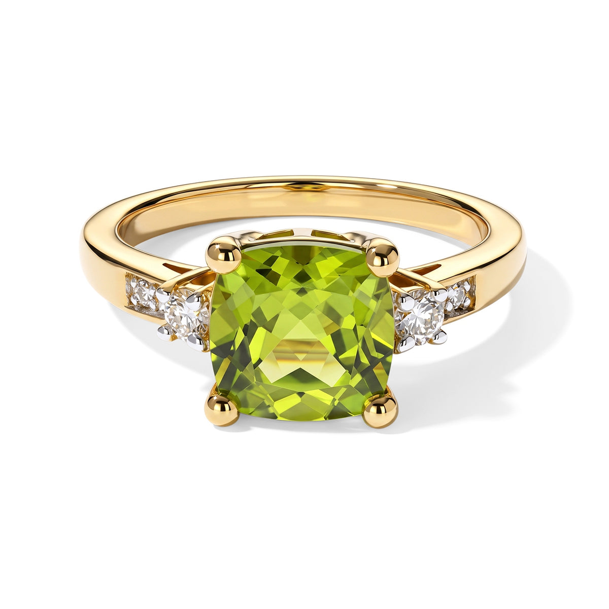 Luxuriant - Natural Hebei Peridot &amp; Lab Grown Diamond (SI/G-H) Ring in 18K Vermeil Yellow Gold Plated Sterling Silver 2.46 Ct. 8699842 0