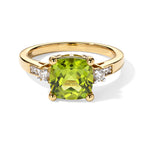 Luxuriant Peridot, Lab Grown Diamond Main Stone With Side Stone Ring in 18K YG VermeilSterling Silver  2.467  Ct._8699842
